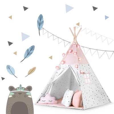 Nukido 740022 Detský teepee s girlandou a svetielkami - ružový