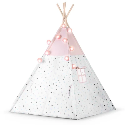 Nukido 740022 Detský teepee s girlandou a svetielkami - ružový