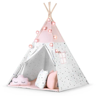 Nukido 740022 Detský teepee s girlandou a svetielkami - ružový