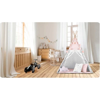 Nukido 740022 Detský teepee s girlandou a svetielkami - ružový
