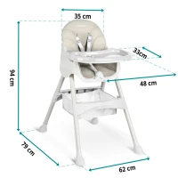 Ricokids 700000 Detská vysoká stolička Milo so stolíkom, sivá 