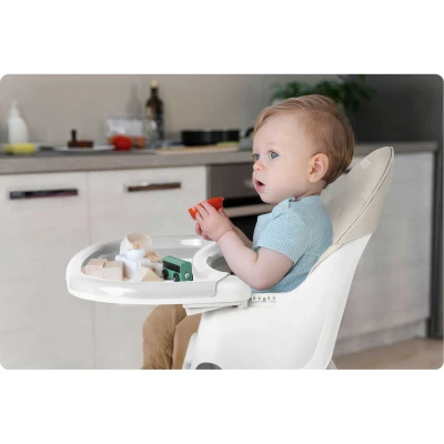 Ricokids 700000 Detská vysoká stolička Milo so stolíkom, sivá 