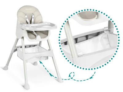 Ricokids 700000 Detská vysoká stolička Milo so stolíkom, sivá 