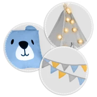 Nukido 740030 Dětské teepee se světýlky - šedé