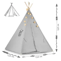 Nukido 740030 Dětské teepee se světýlky - šedé