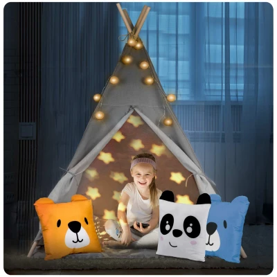 Nukido 740030 Dětské teepee se světýlky - šedé