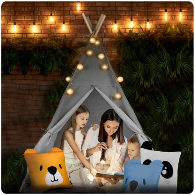 Nukido 740030 Dětské teepee se světýlky - šedé