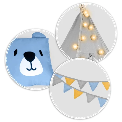 Nukido 740030 Dětské teepee se světýlky - šedé