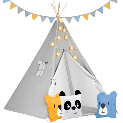 Nukido 740030 Dětské teepee se světýlky - šedé