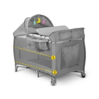 Ricokids RK-242 Cestovná detská postieľka 125x65x78 cm + matrac a taška, sivá