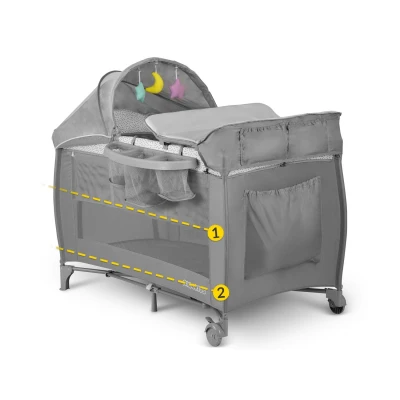 Ricokids RK-242 Cestovná detská postieľka 125x65x78 cm + matrac a taška, sivá