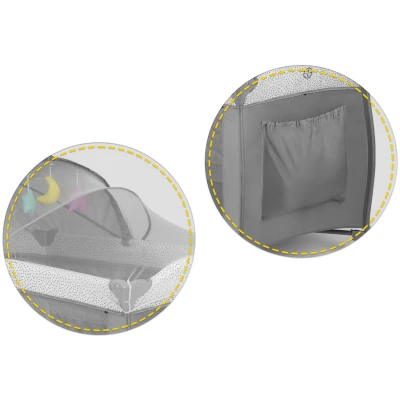 Ricokids RK-242 Cestovná detská postieľka 125x65x78 cm + matrac a taška, sivá