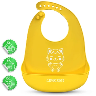 Ricokids 700390 Silikonový bryndák s kapsou, žlutý