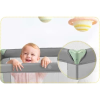 Ricokids RK-240 Cestovná detská postieľka + matrac a taška 125 × 65 × 78 cm, šedá-mätová