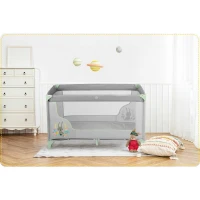 Ricokids RK-240 Cestovná detská postieľka + matrac a taška 125 × 65 × 78 cm, šedá-mätová