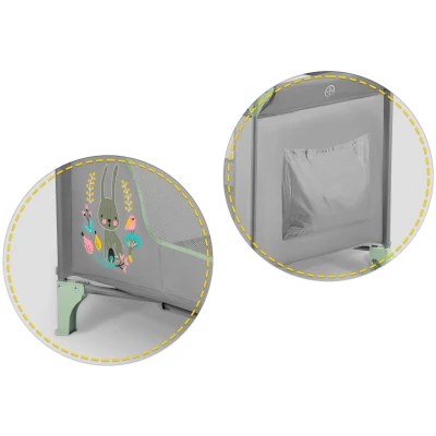 Ricokids RK-240 Cestovná detská postieľka + matrac a taška 125 × 65 × 78 cm, šedá-mätová