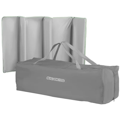 Ricokids RK-240 Cestovná detská postieľka + matrac a taška 125 × 65 × 78 cm, šedá-mätová