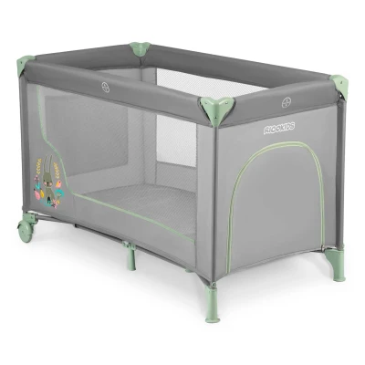 Ricokids RK-240 Cestovná detská postieľka + matrac a taška 125 × 65 × 78 cm, šedá-mätová