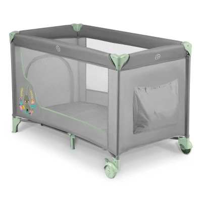 Ricokids RK-240 Cestovná detská postieľka + matrac a taška 125 × 65 × 78 cm, šedá-mätová