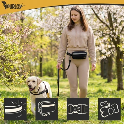 Purlov 24689 Běžečké vodítko s ledvinkou reflexní, 2 m do 50 kg