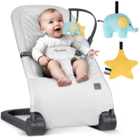 Hojdacia stolička Nukido NK-52 s hračkami, svetlo sivá