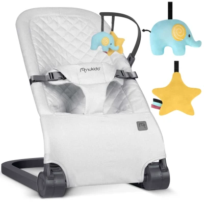 Hojdacia stolička Nukido NK-52 s hračkami, svetlo sivá