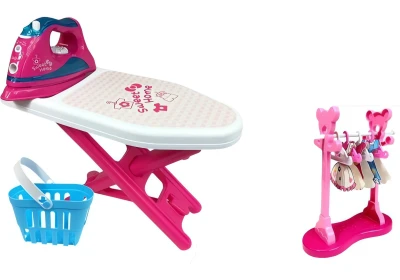 LEAN Toys 4847 Dětské žehlící prkno s žehličkou, růžové