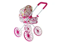 LEAN Toys 6883 Retro kočárek pro panenky s květinami a velkými koly