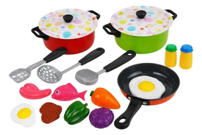 LEAN Toys 7390 Sada nádobí a potravin do dětské kuchyňky, 22 dílů