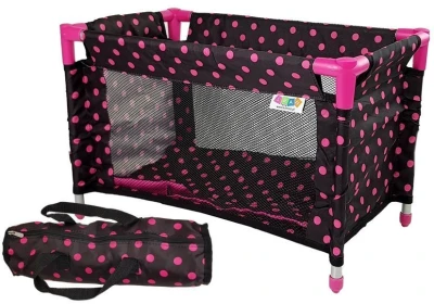 LEAN Toys 7701 Postýlka pro panenky Alice 52,5 x 30,5 cm, černo-růžová