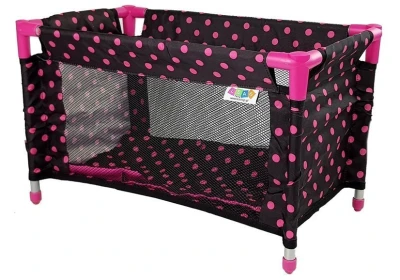 LEAN Toys 7701 Postýlka pro panenky Alice 52,5 x 30,5 cm, černo-růžová