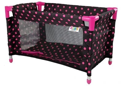 LEAN Toys 7701 Postýlka pro panenky Alice 52,5 x 30,5 cm, černo-růžová