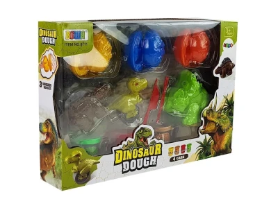 LEAN Toys 8523 Plastelínové dinosaury – vajcia a formy, 12 kusov, 4 farby