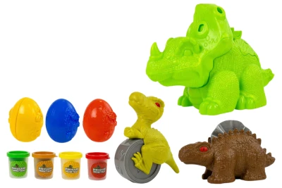 LEAN Toys 8523 Plastelínové dinosaury – vajcia a formy, 12 kusov, 4 farby
