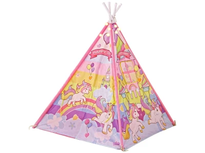 LEAN Toys 10514 Detský stan so svetelnými efektmi a jednorožcami, ružový