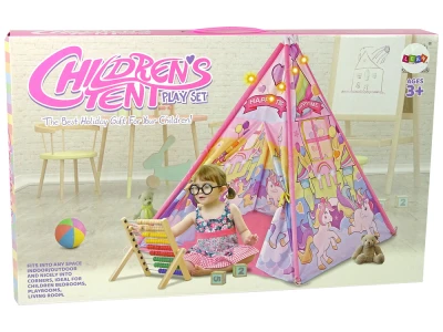 LEAN Toys 10514 Detský stan so svetelnými efektmi a jednorožcami, ružový