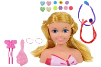 LEAN Toys 9955 Česací hlava s korálky a barevnými sponkami