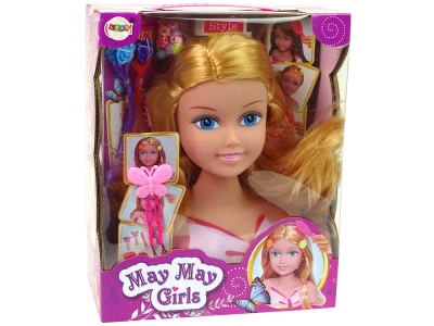 LEAN Toys 9955 Česací hlava s korálky a barevnými sponkami