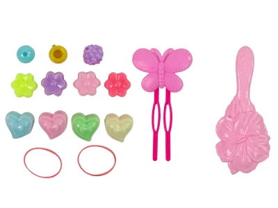 LEAN Toys 9955 Česací hlava s korálky a barevnými sponkami