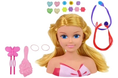 LEAN Toys 9955 Česací hlava s korálky a barevnými sponkami