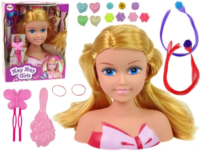 LEAN Toys 9955 Česací hlava s korálky a barevnými sponkami
