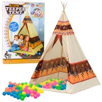LEAN Toys 2576 Dětské indiánské teepee + 60 míčků, 155 cm