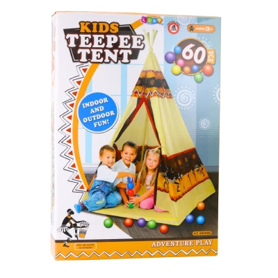 LEAN Toys 2576 Dětské indiánské teepee + 60 míčků, 155 cm