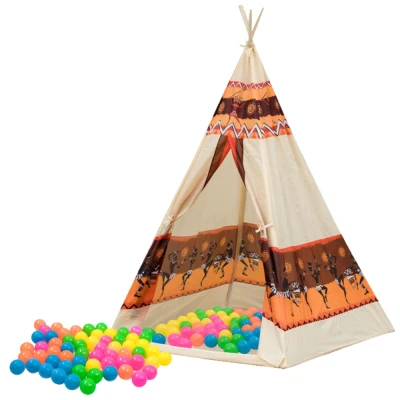 LEAN Toys 2576 Dětské indiánské teepee + 60 míčků, 155 cm