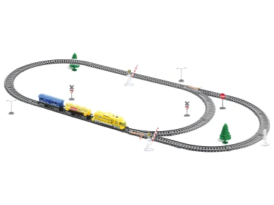 LEAN Toys 11103 Velká vláčkodráha s lokomotivou a dvěma vagóny