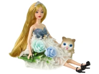 LEAN Toys 13918 Panenka Emily s koťátkem a květinami