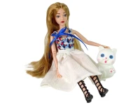 LEAN Toys 13909 Panenka Emily s kočičkou a dlouhými hnědými vlasy