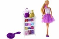 LEAN Toys 14777 Panenka Lucy fialové třpytivé šaty se sadou bot