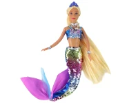 LEAN Toys 14786 Panenka Mořská panna s dlouhými blond vlasy a třpytivým ocasem, modrá