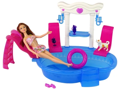 LEAN Toys 15181 Panenka s bazénem a skluzavkou